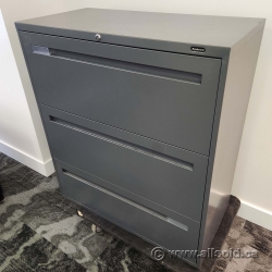 Boulevard Grey 36" 3 Drawer Lateral File Cabinet, Locking